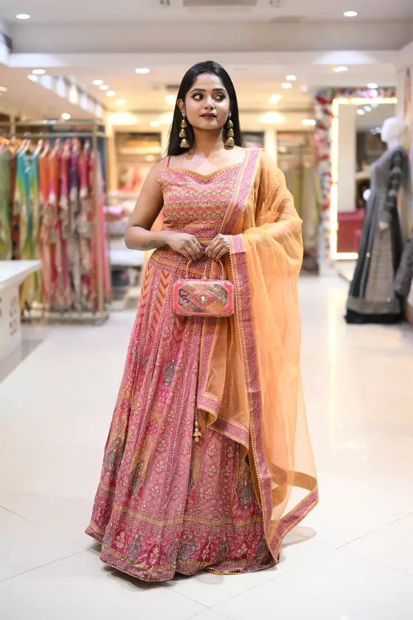 exquisite pink chinnon silk lehanga 1 67a9e8cf4830d