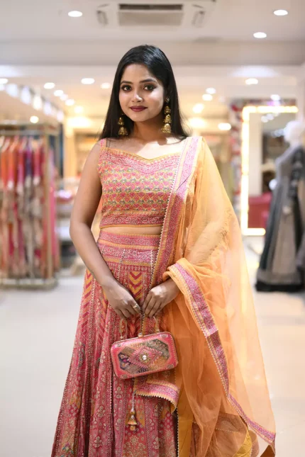exquisite pink chinnon silk lehanga 3 67a9e8d2b9494