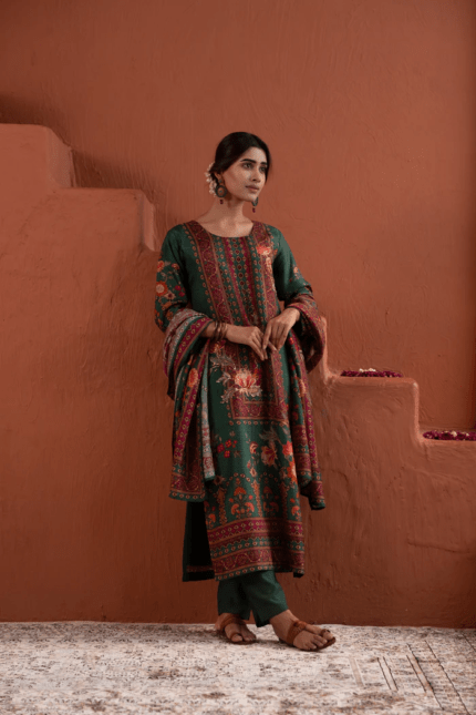 Pair with chandbali earrings and stacked bangles,Style yor hair with a sleek bun braided with gajra Complement the look with embellished mojaris and a rich embroidered clutch.